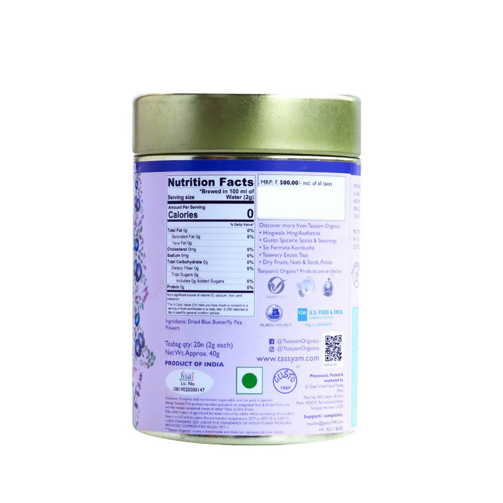 Tassyam Organics Lapis Lavender Biodegradable Tisane Teabags - Distacart