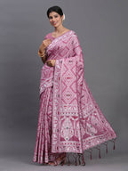 Shree Shyam Fashion Linen Cotton Purple Saree - Distacart