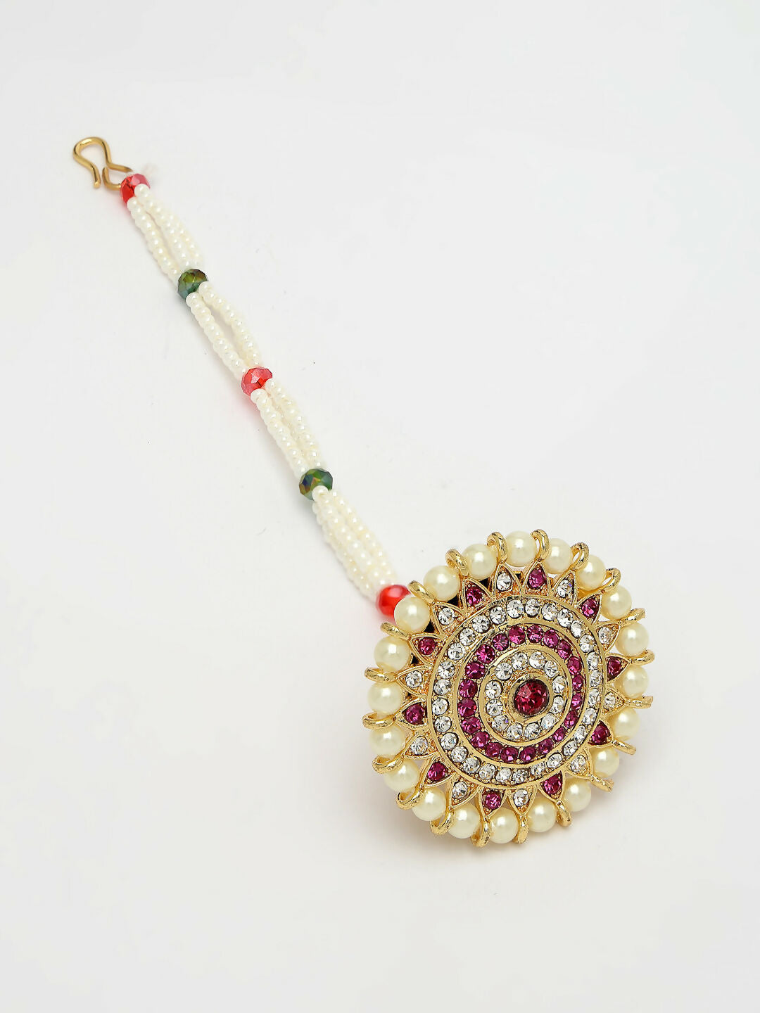 NVR Women's Gold-Polished CZ Stone-Studded Borla Maang Tikka - Distacart