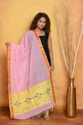 Very Much Indian Handloom Pure Cotton Paithani Dupatta Pink