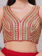 Joban Fashion Women Sequin Dark-Red Stitched Blouse