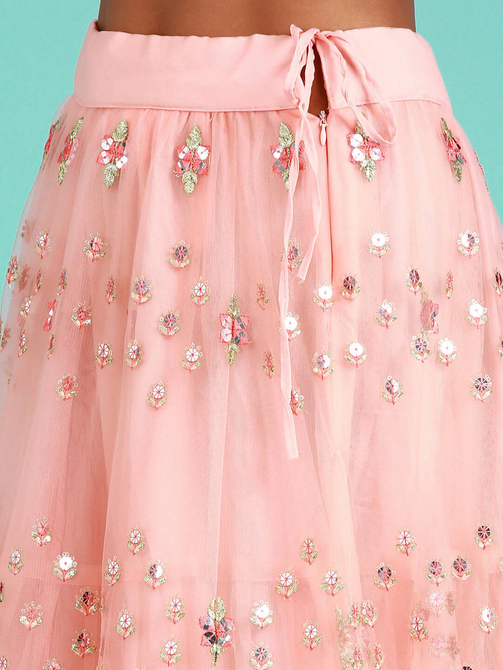 House of Panchhi Peach Net Sequinse Work Lehenga & Blouse, Dupatta