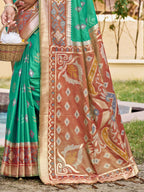 Shree Shyam Fashion Rama Green Pochampally Silk Saree - Distacart