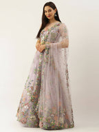 House of Panchhi Lavender - Net Embroidered Sequence Lehenga