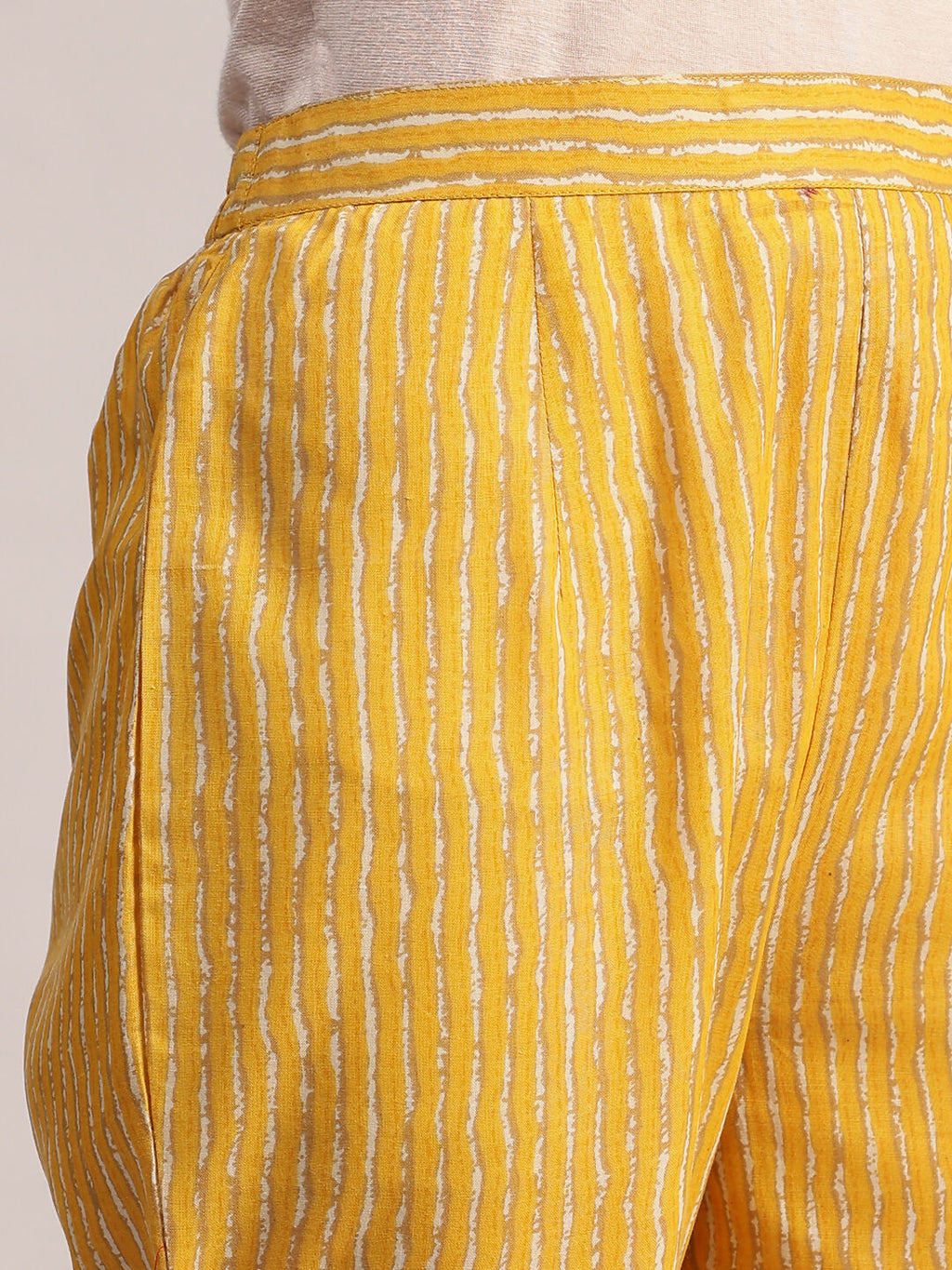 Aavyora Women Yellow Floral Printed Kurta with Striped Pants & Dupatta Set