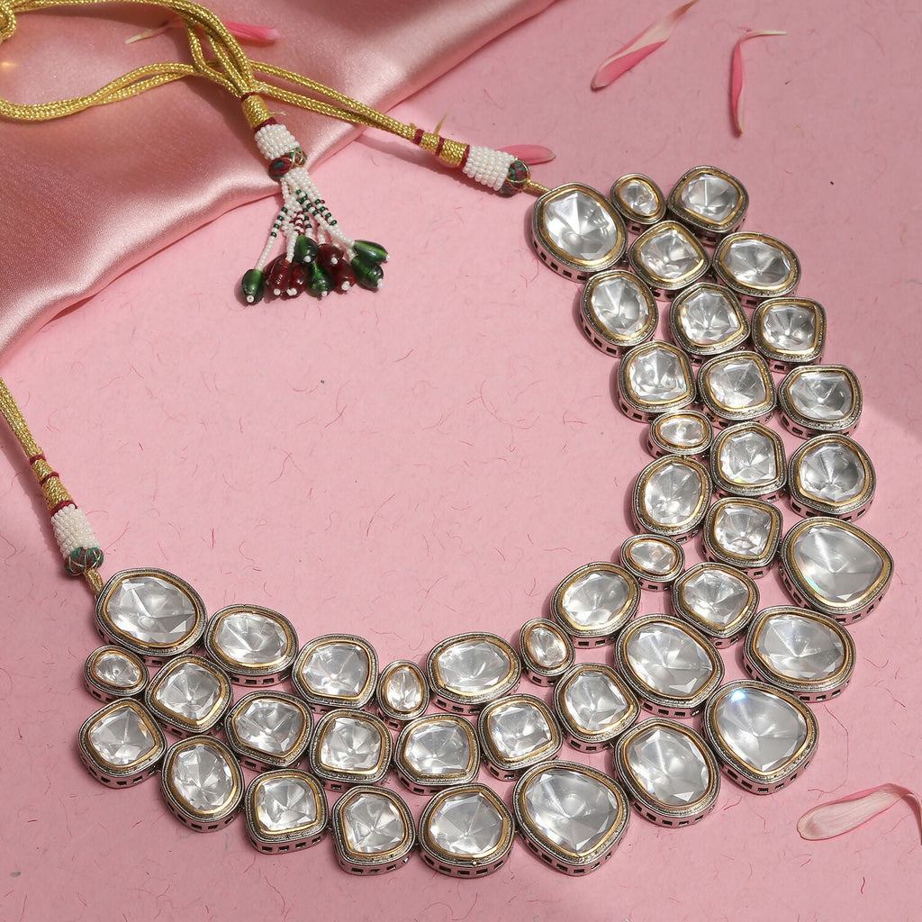 Maharani Layered Choker (Silver) - Ruby Raang