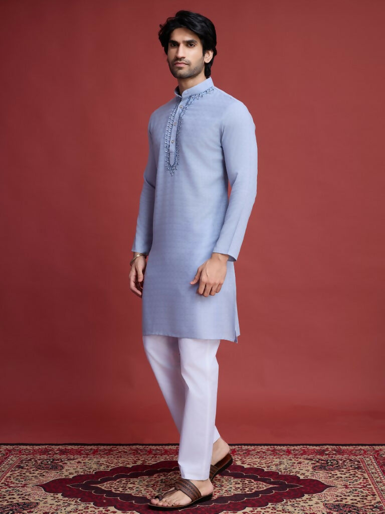 Vastranavya Exclusive Festival Wear Viscose Mirror Work on Self Weaving Kurta Only