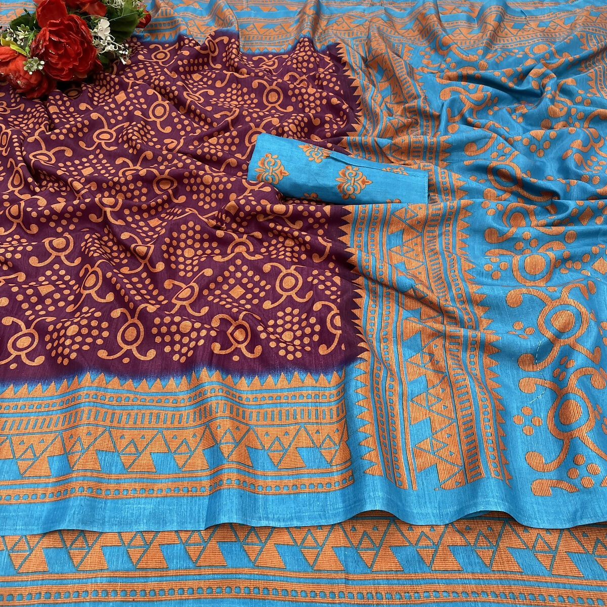 Vamika Purple Printed Art Silk Saree