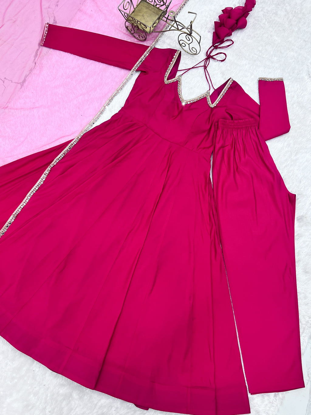Evanik Women Ranipink Ethnic Anarkali Kurta Set For Festive & Wedding Wear - Distacart