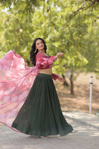 Vastranavya Latest Fancy Party Wear Lehenga Choli With Shrug - Pink