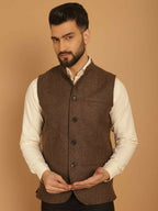 Even Apparels Pure Wool Nehru Jacket - Brown