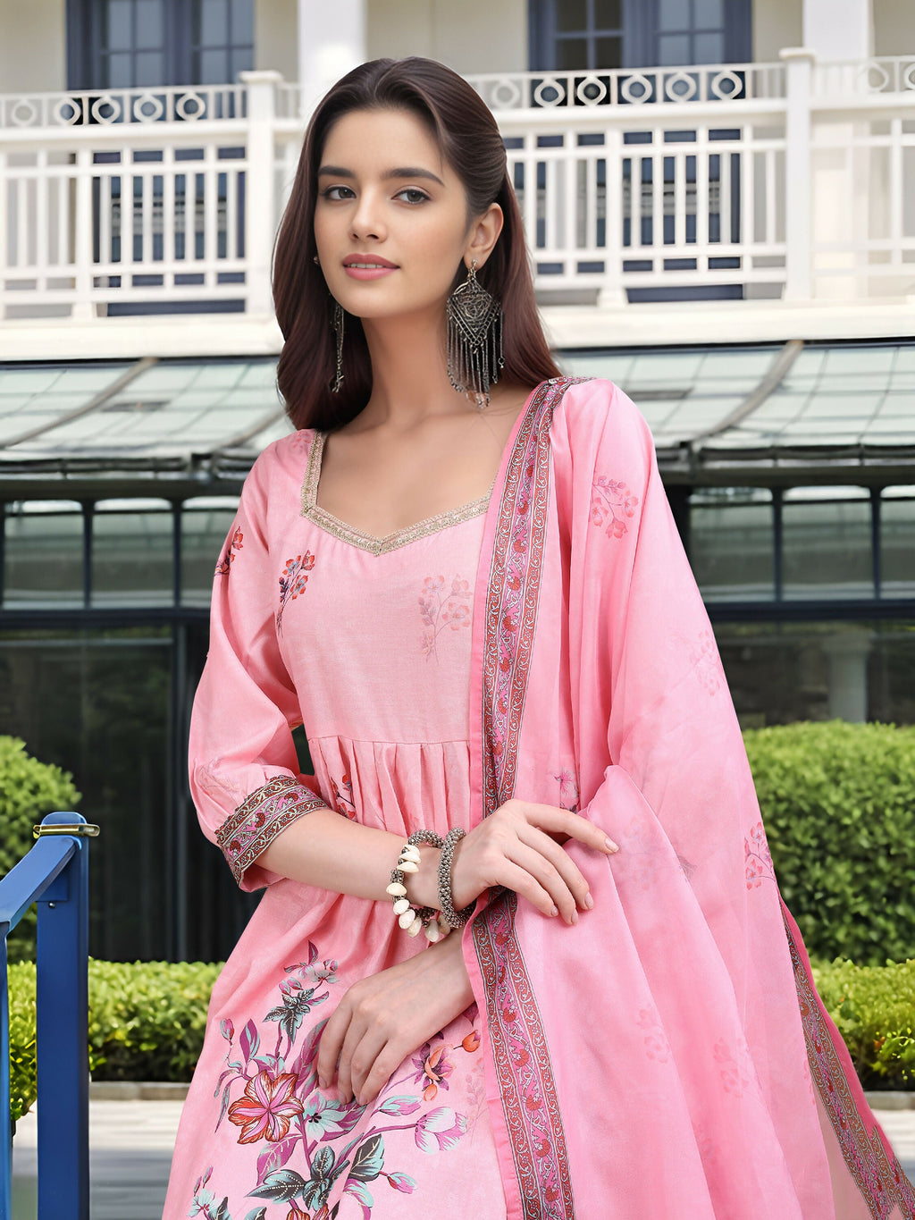 Joban Fashion Pink Position Digital Print With Position Foil Kurta Set - Distacart