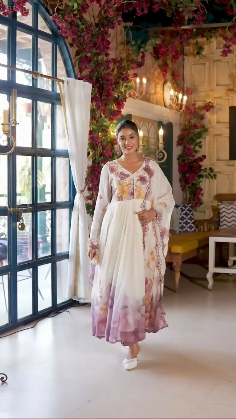 Teeya Creation Multi Color Organza Silk Printed Party Wear Gown - Distacart