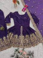 Teeya Creation Purple Color Fendy Satin Silk Embroidery Work party Wear Salwar Suit - Distacart