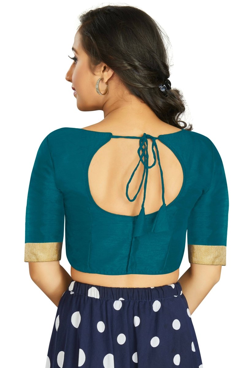 Aastha Fashion Women's Teal Art Silk Designer Traditional Readymade Blouse