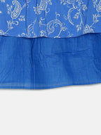 Manet Girls Cotton Frill Sleeve Frock Big Flower Print - Blue