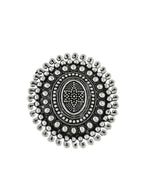 NVR Women's Oxidised Silver Plated Adjustable Finger Ring