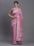 Shree Shyam Fashion Linen Cotton Purple Saree - Distacart