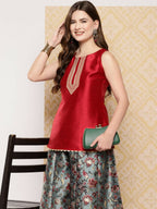 Ahalyaa Women's Traditional Wear Co-ods - Red - Distacart