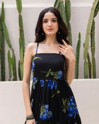 Aayaa Designer crape hand work Multi indo western - Black - Distacart