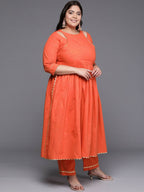 Ahalyaa Women's Traditional wear Kurta Set - Orange
