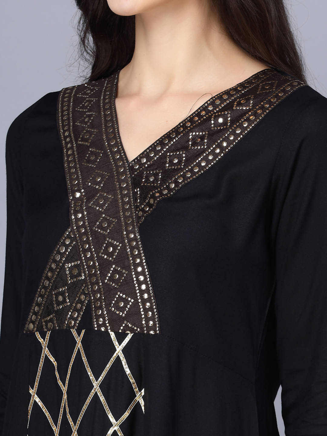 Myshka Women Black Printed Kurta with Dupatta - Distacart