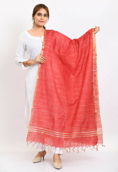 Mominos Fashion Moeza Women's Cotton Zari Box Red Dupatta