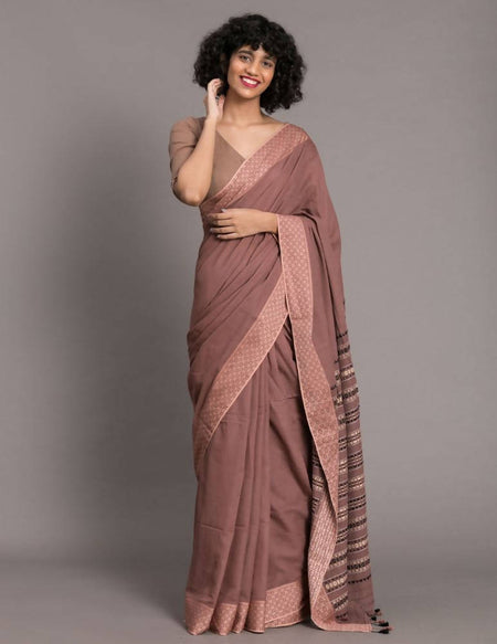Suta Brown Handloom Pure Cotton Saree