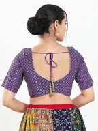 Joban Fashion Brinjal Silk Padded Blouse With Sweetheart Neck Elbow Sleeves - Distacart