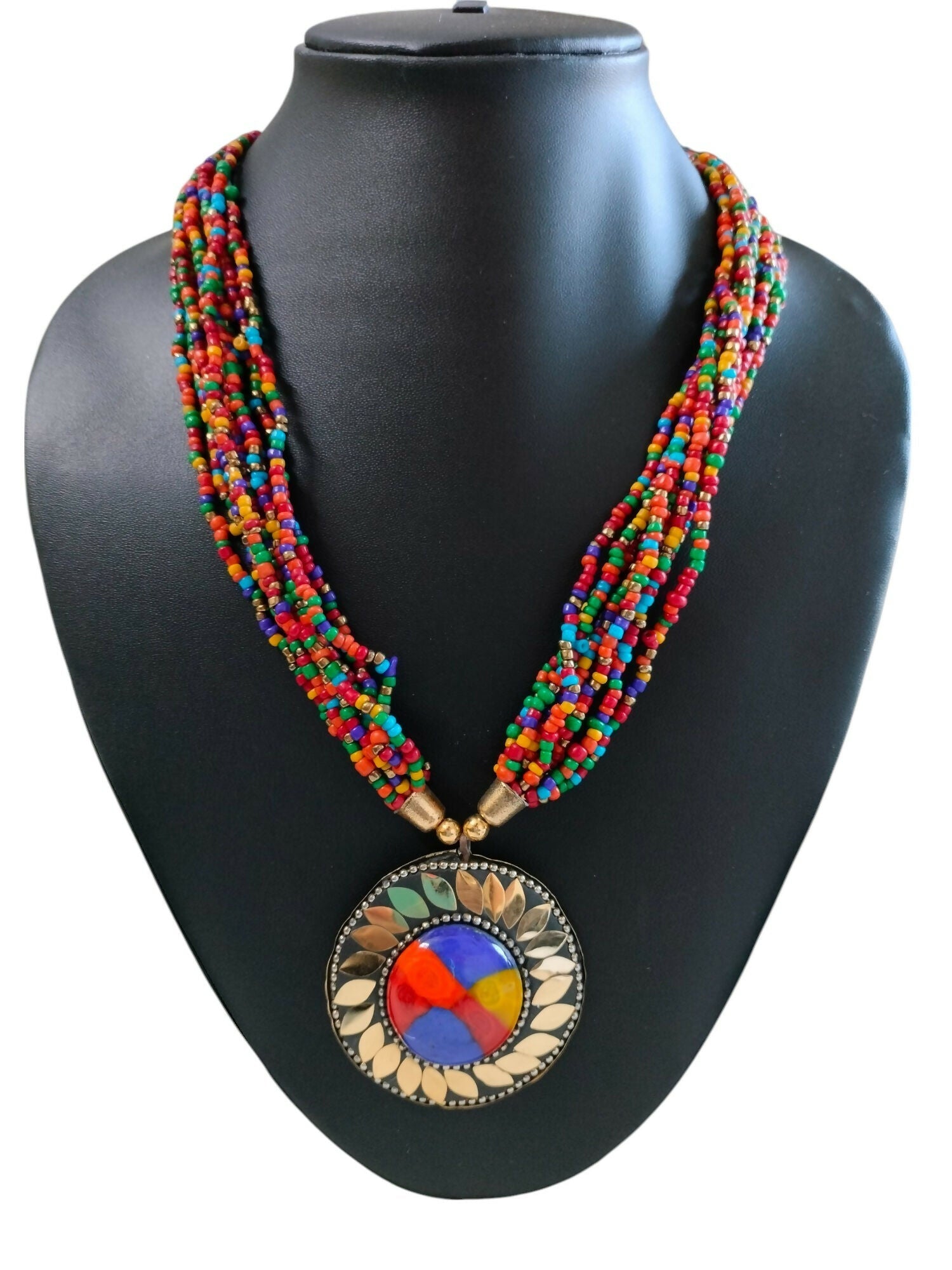 Inhanns Everyday Statement Beaded Pendant Necklace - Multi Colour