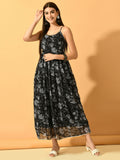 Myshka Women's Black Fit and Flare Party Dress - Distacart