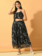 Myshka Women's Black Fit and Flare Party Dress - Distacart