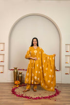 Joban Fashion Musard Yellow Tie & Dye Cotton Suit Set - Distacart