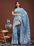 Shree Shyam Fashion Pankhuri Sky Blue Linen Cotton Saree