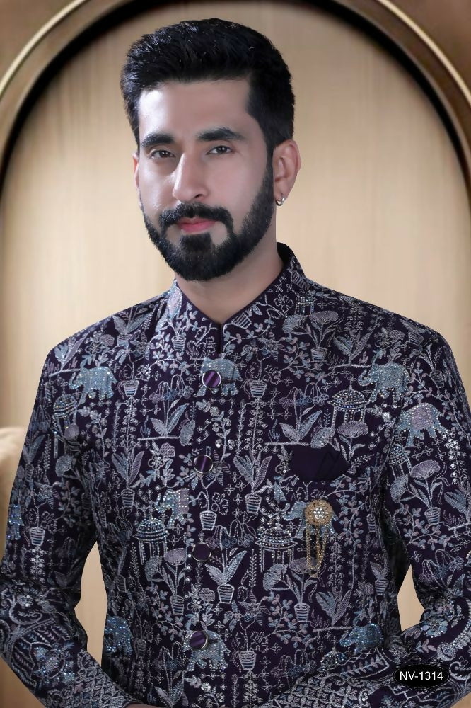 Joban Fashion Men's Wine Base ( Pink & Blue ) TR Kurta with Pyjama