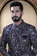 Joban Fashion Men's Wine Base ( Pink & Blue ) TR Kurta with Pyjama