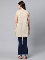 Ahalyaa Women Beige Pure Cotton Floral Printed Tunic - Distacart