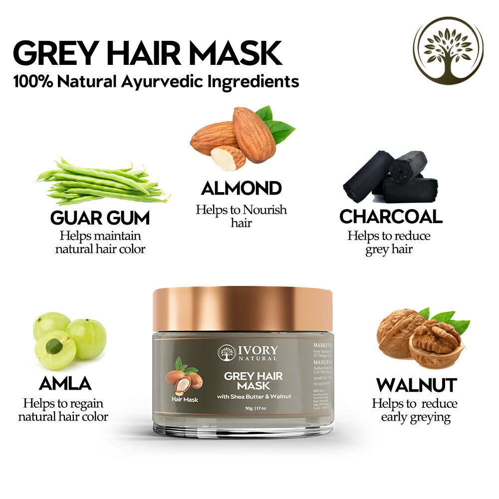 Ivory Natural Grey Mask For Hair - White To Black Hair Naturally For Both Men & Women - Distacart