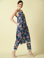 Myshka Women's Blue Straight Printed Kurta
