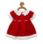 ChutPut Hand knitted Crochet Santa Dress For Baby Girls - Red