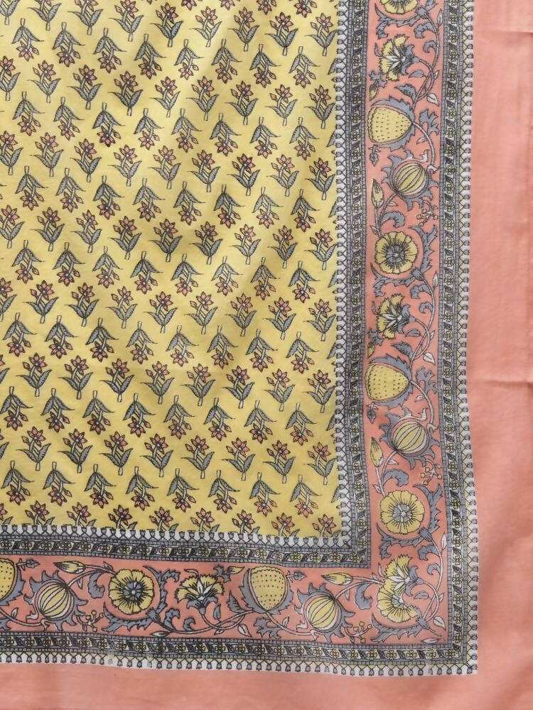 Yufta Yellow printed kurta with Palazzo & Dupatta Set