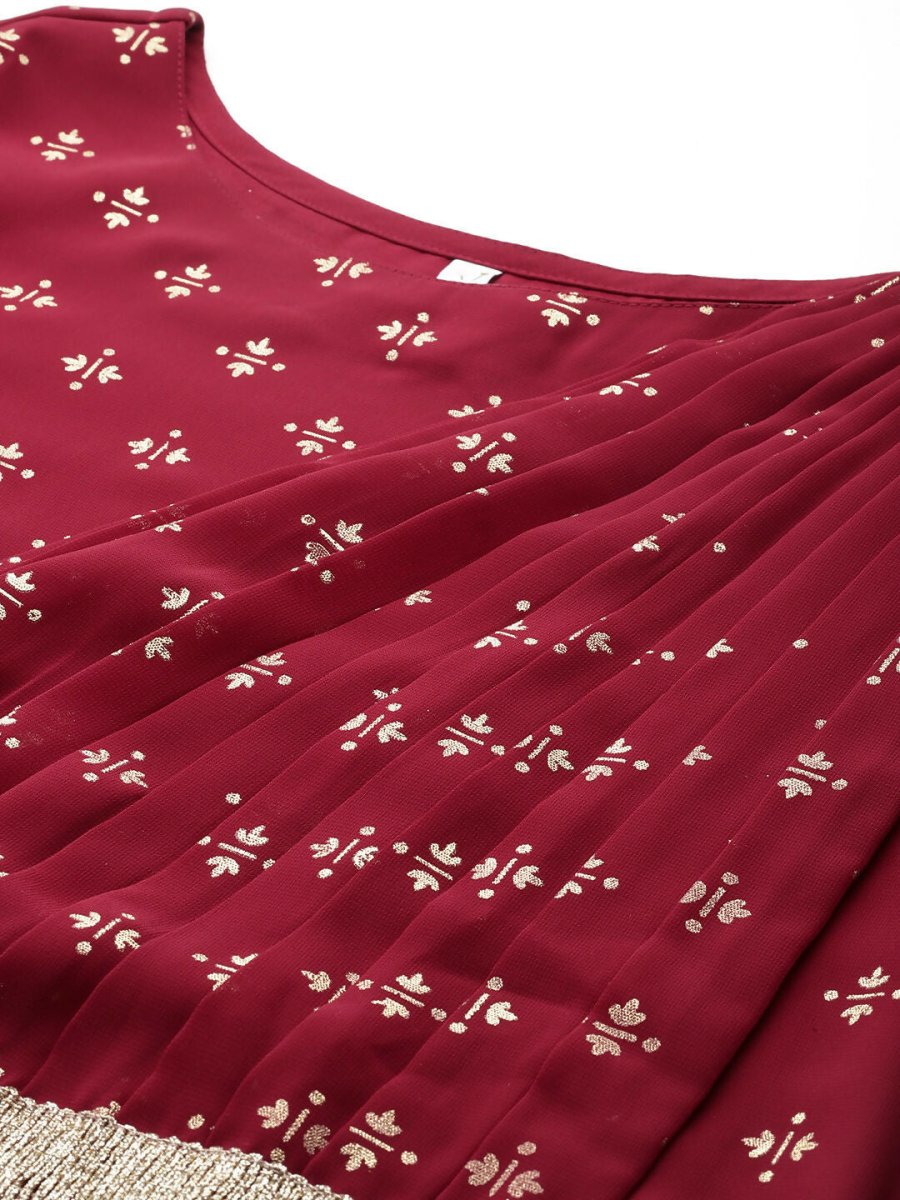 Ahalyaa Women's Traditional wear Ethnic Dress - Maroon - Distacart