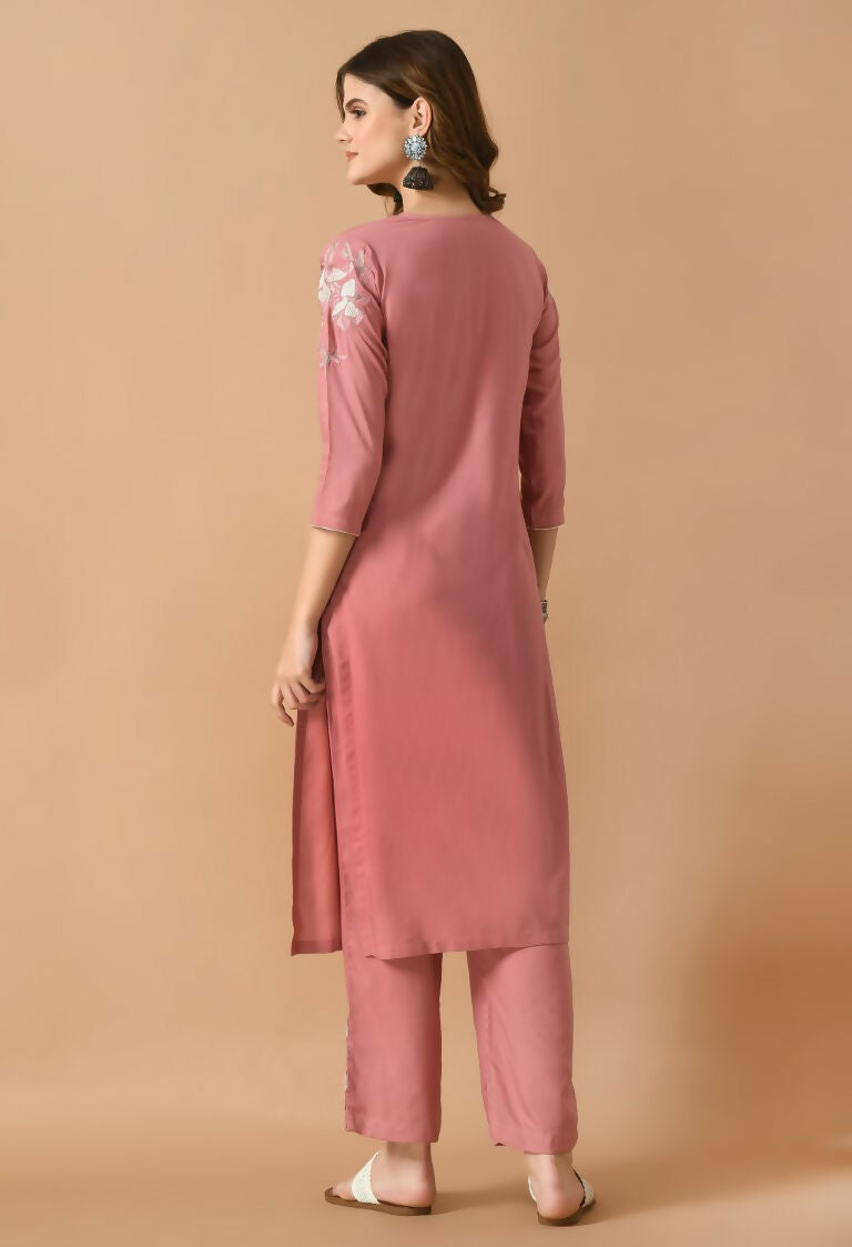 Joban Fashion Rose Gold Cotton Rayon Kurta Set