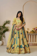 Kesar Fab Yellow Banarasi Silk Embroidered Lehenga