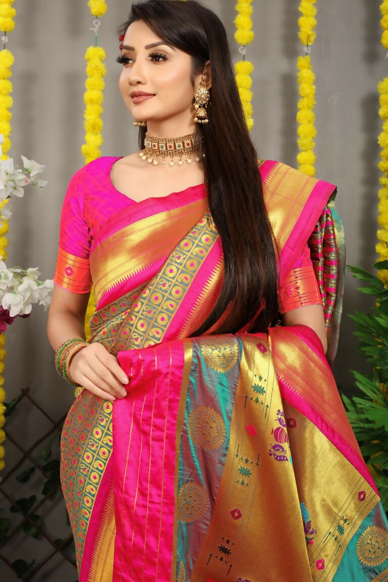 Jyoti Fashion Women's Grey Banarasi Silk Zari Woven Saree with Blouse