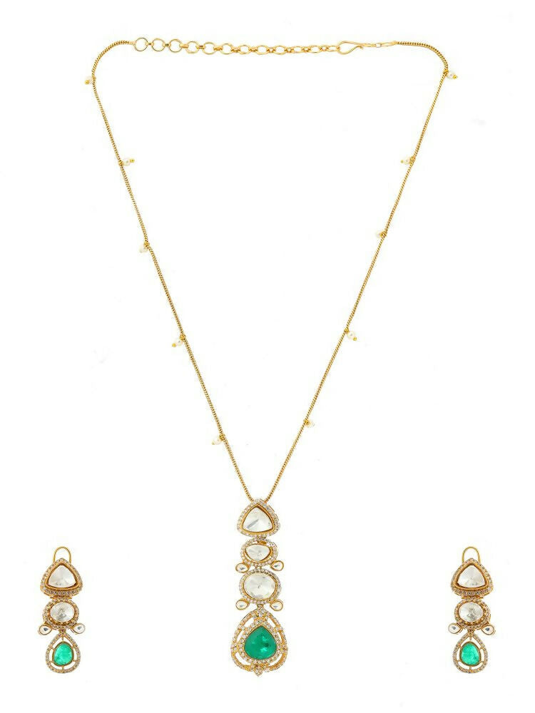 Natural Stones Antique finish Earrings and Necklace set - Ruby Raang