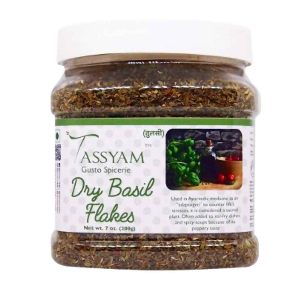 Tassyam Organics Dry Basil Flakes - Distacart