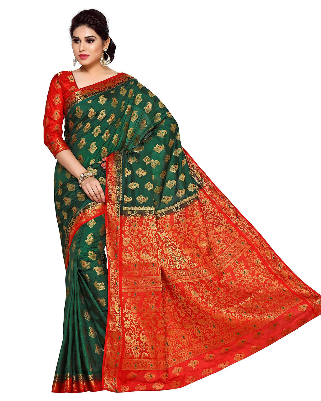 Mimosa Women's Green Kanchipuram Art Silk Saree - Distacart