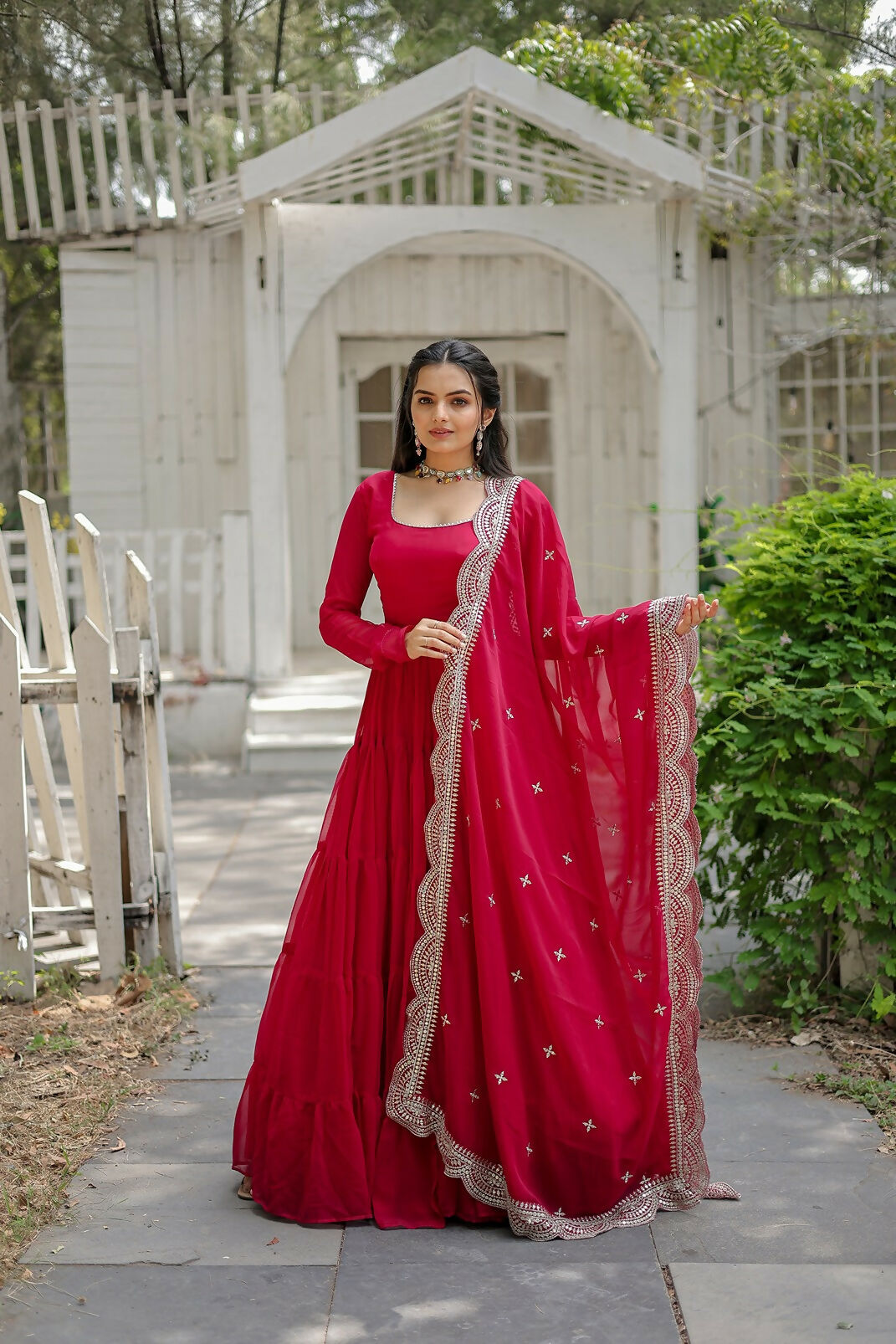 Joban Fashion Pink Georgette Sequence Embroidery Work Kurta Set - Distacart