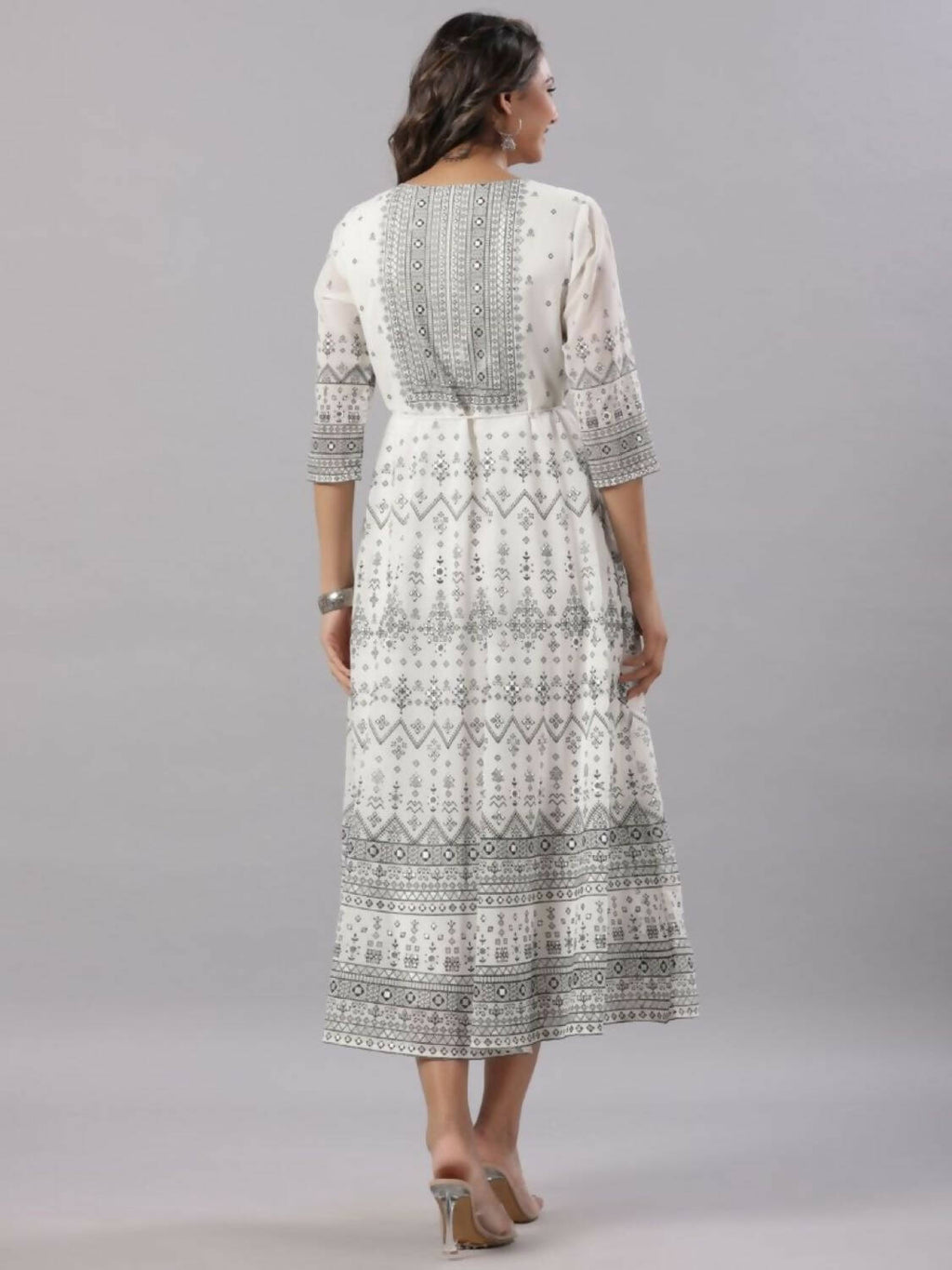 Juniper Women Off-White Georgette Flared Maxi Dress - Distacart